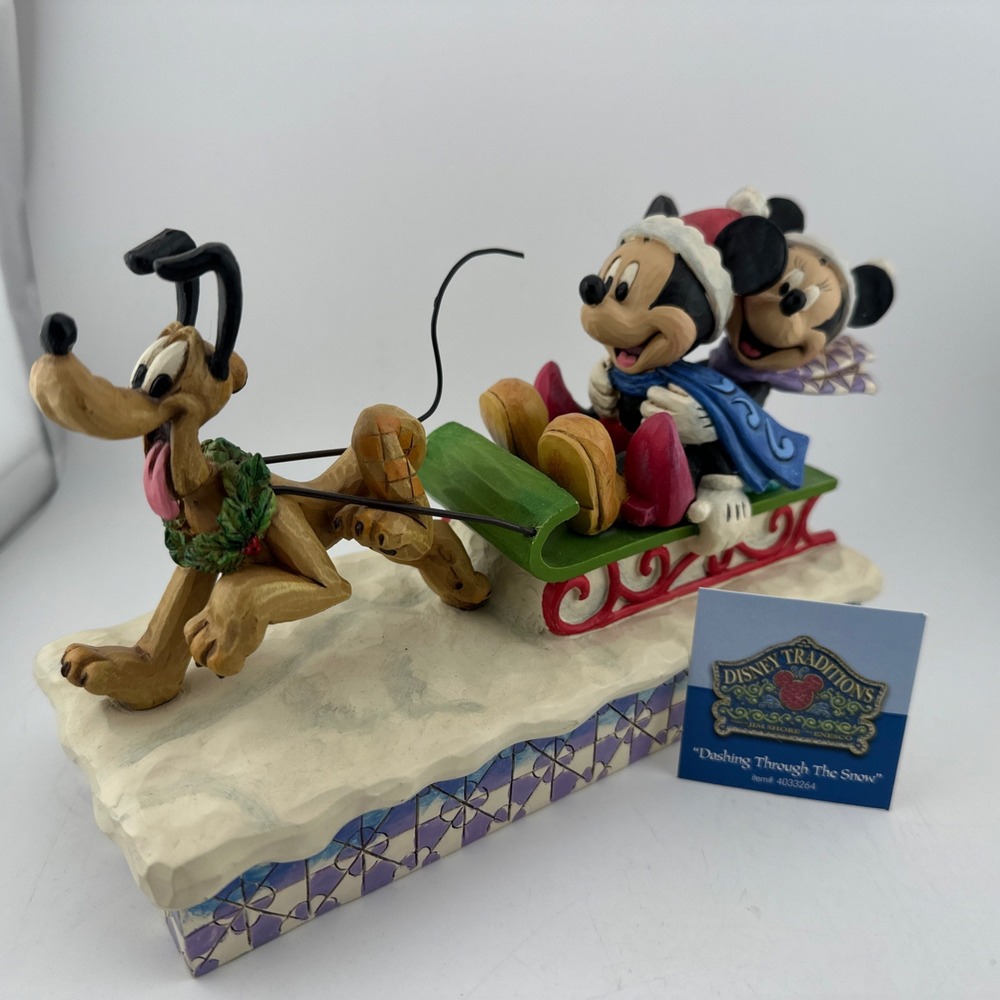 Jim Shore Disney Traditions Mickey Minnie Pluto Sleigh Figurine 4033264 Enesco